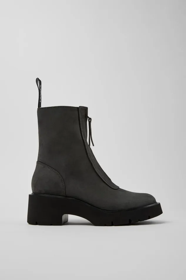 Boots Women Camper Milah Gray Nubuck Mid Boots