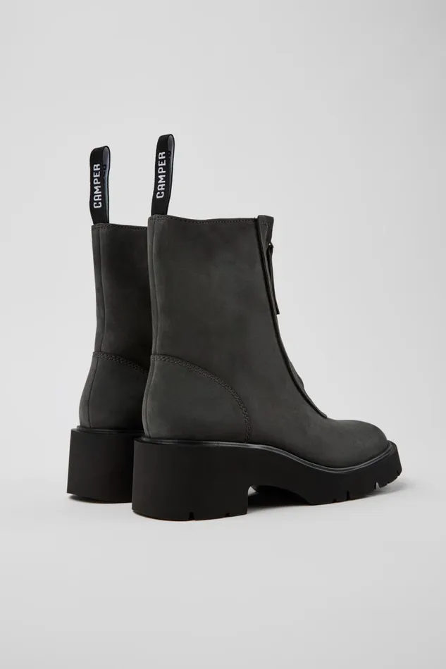 Boots Women Camper Milah Gray Nubuck Mid Boots