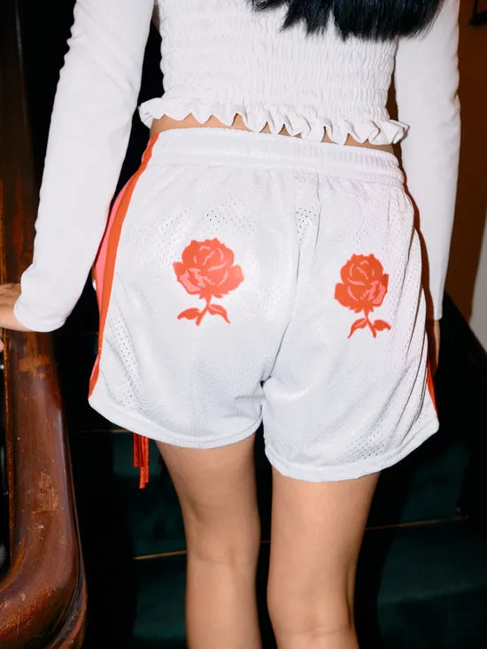 Bottoms Lisa Says Gah Women Bows and Rose Lacrosse Shorts White Red