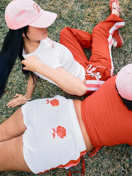 Bottoms Lisa Says Gah Women Bows and Rose Lacrosse Shorts White Red