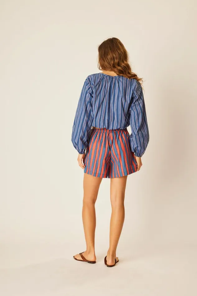 Bottoms Shop Natalie Martin JASPER SHORT Batik Stripe Blood Orange