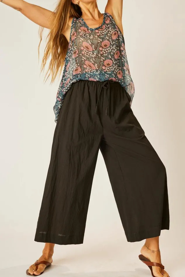 Bottoms Shop Natalie Martin LAUREN PANT Black Flat Cotton