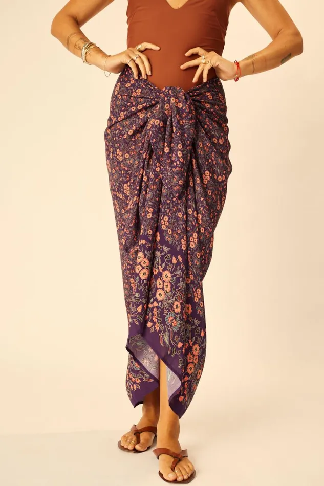 Bottoms Shop Natalie Martin SARONGSCARF Petite Fleur Aubergine