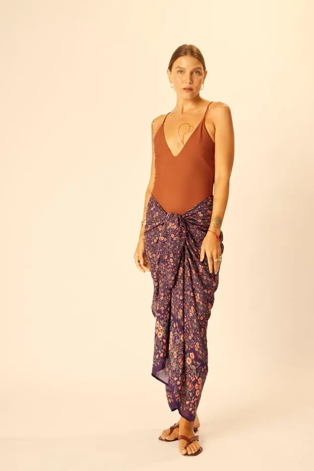 Bottoms Shop Natalie Martin SARONGSCARF Petite Fleur Aubergine