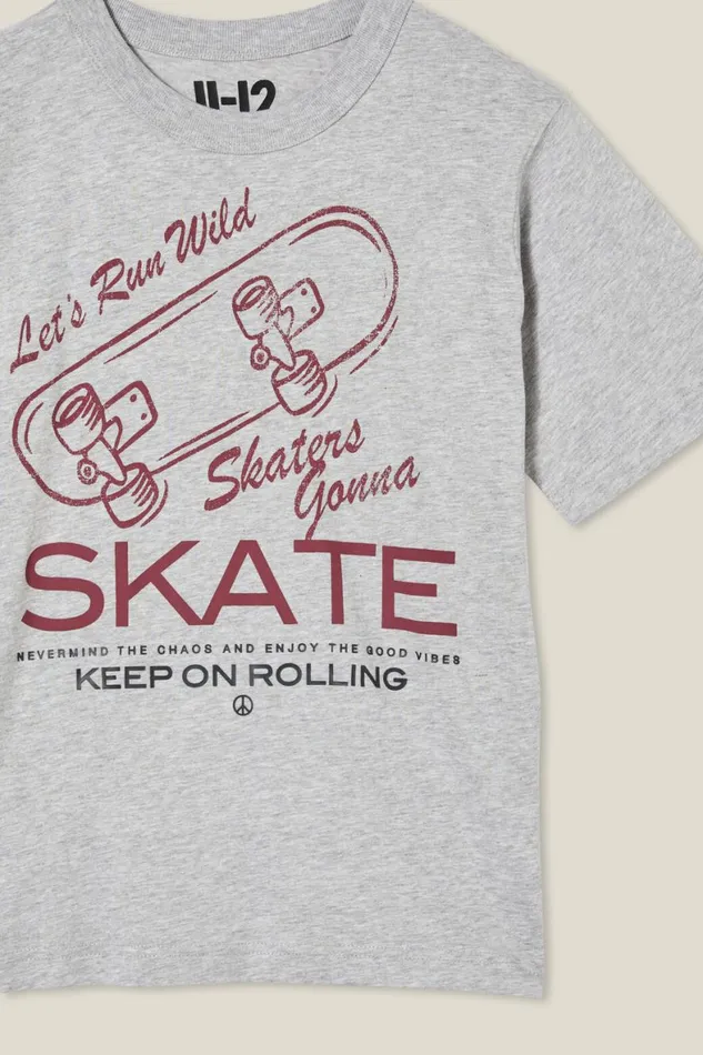 Boys 214 Tops and TShirts Cotton On Jono Short Sleeve Print Tee Fog Grey Marleskate