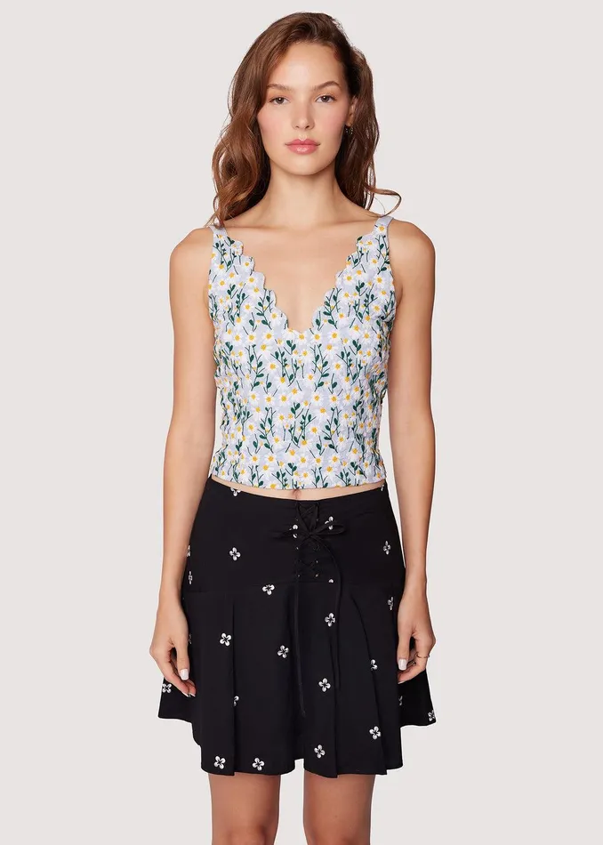Breath Of Youth Scallop Top Lightblue Women Lost Wander Tops