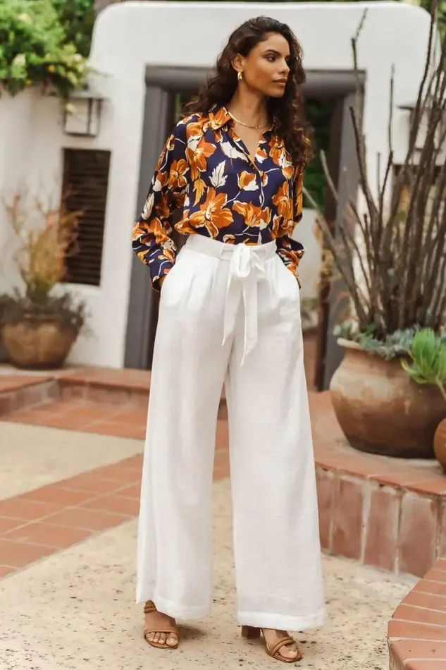 Brecken Wide Leg Pants In White White Women Bohme Pants