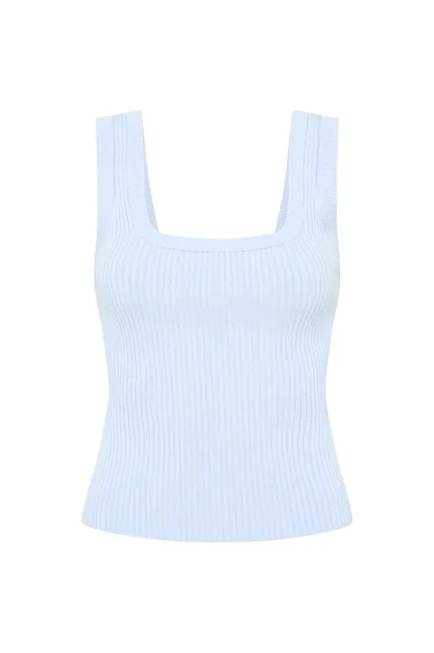Bronte Scoop Neck Rib Tank Pale Blue Women Aje Body 038 Crepe Knit