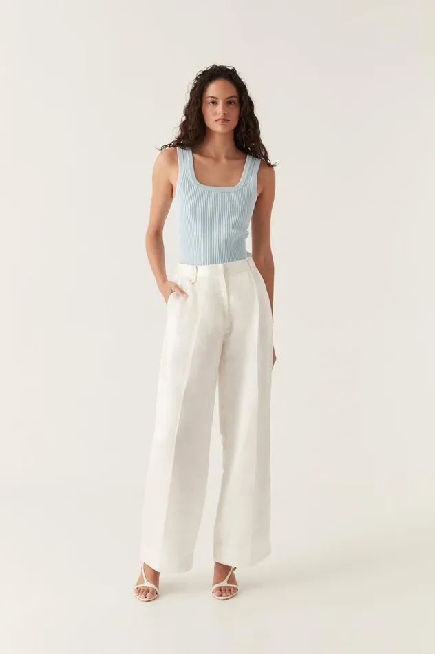 Bronte Scoop Neck Rib Tank Pale Blue Women Aje Body 038 Crepe Knit