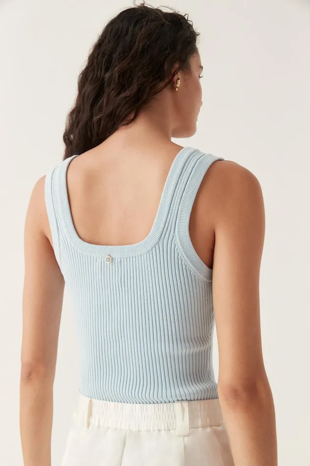 Bronte Scoop Neck Rib Tank Pale Blue Women Aje Body 038 Crepe Knit