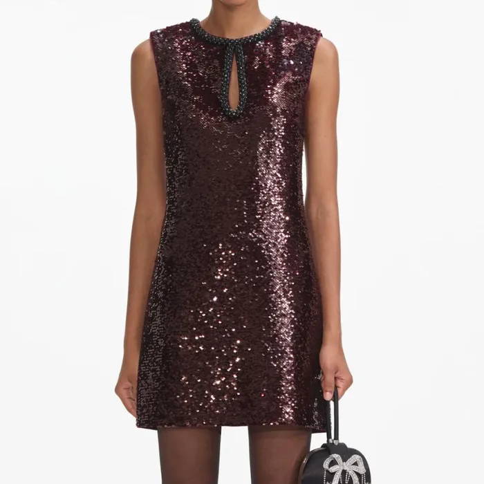 Burgundy Sequin Mini Dress Women Self Portrait Dresses Burgundy Sequin Mini Dress Women Self Portrait Dresses