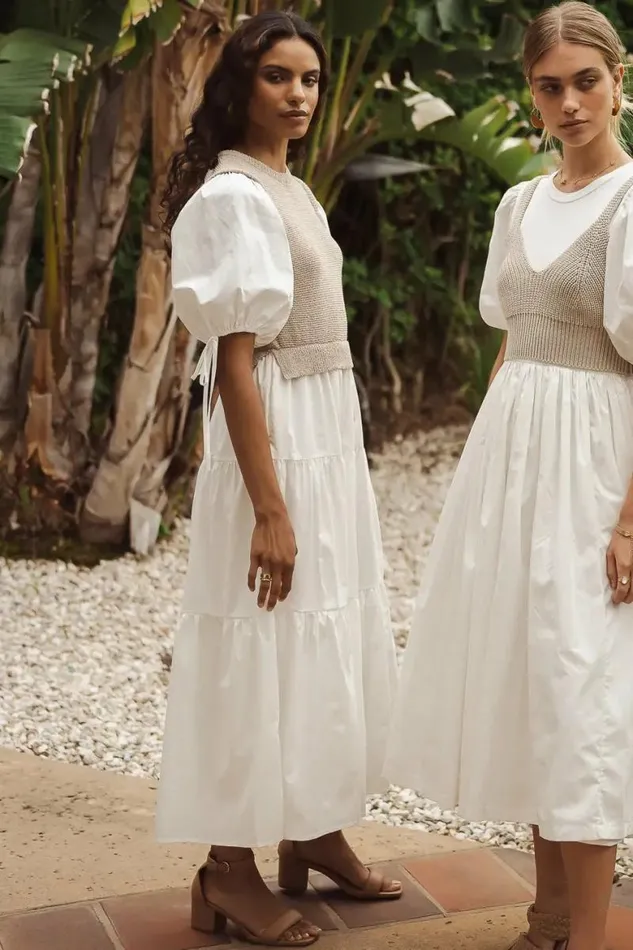Caelynn Midi Dress Natural Women Bohme Dresses
