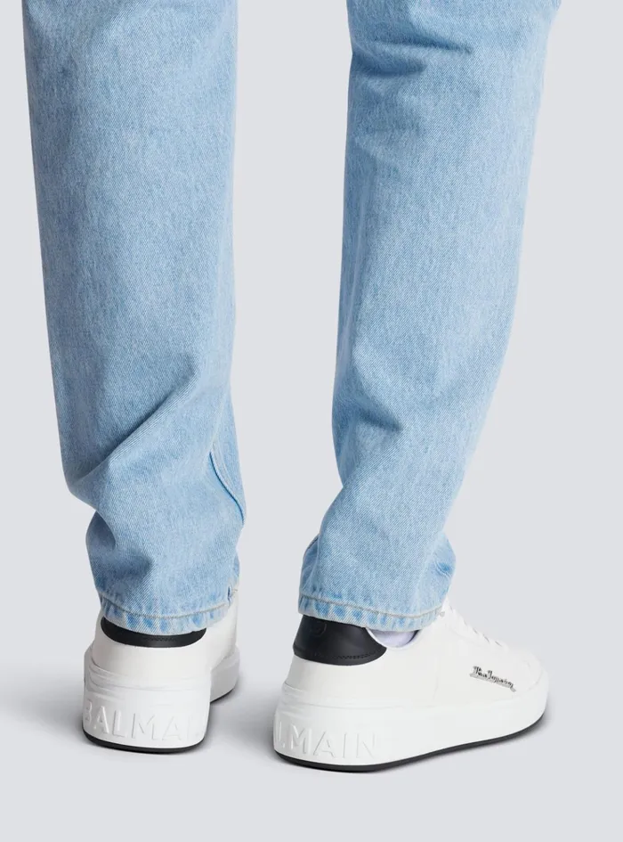 Calfskin BCourt Sneakers With Logo White Men Balmain Sneakers
