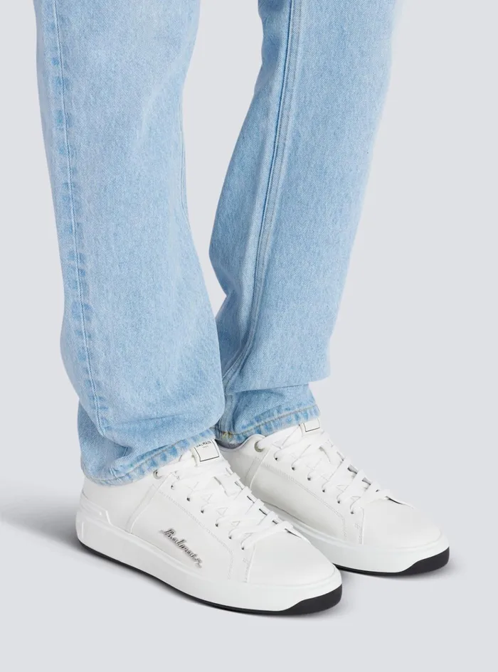 Calfskin BCourt Sneakers With Logo White Men Balmain Sneakers