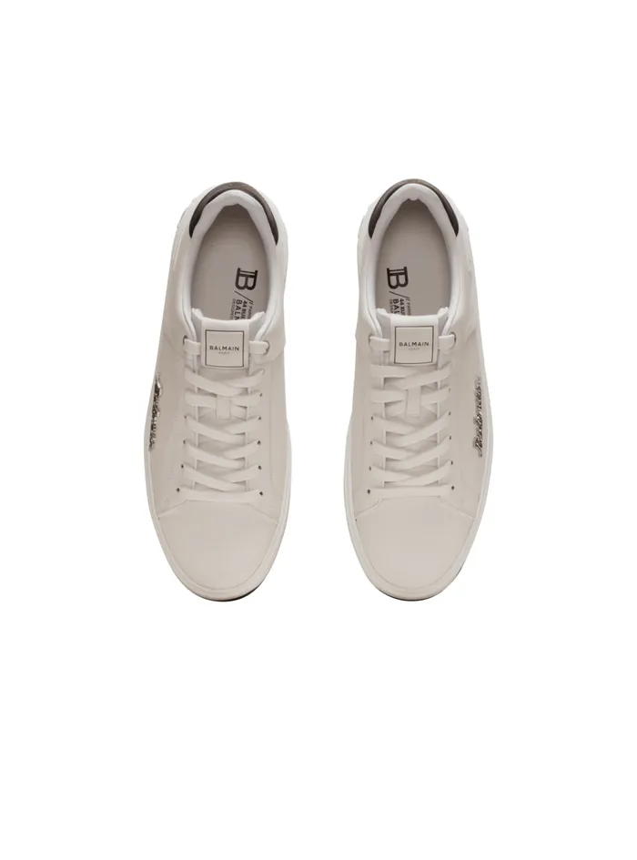 Calfskin BCourt Sneakers With Logo White Men Balmain Sneakers