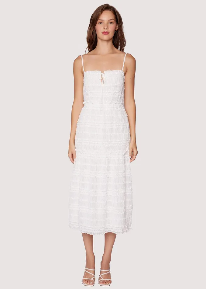 Calla Lily Tiered Midi Dress Offwhite Women Lost Wander Dresses