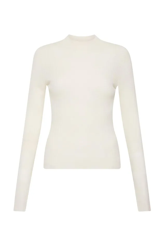 Carolina Rib Knit Top Ivory Women Aje Knitwear 038 Jumpers