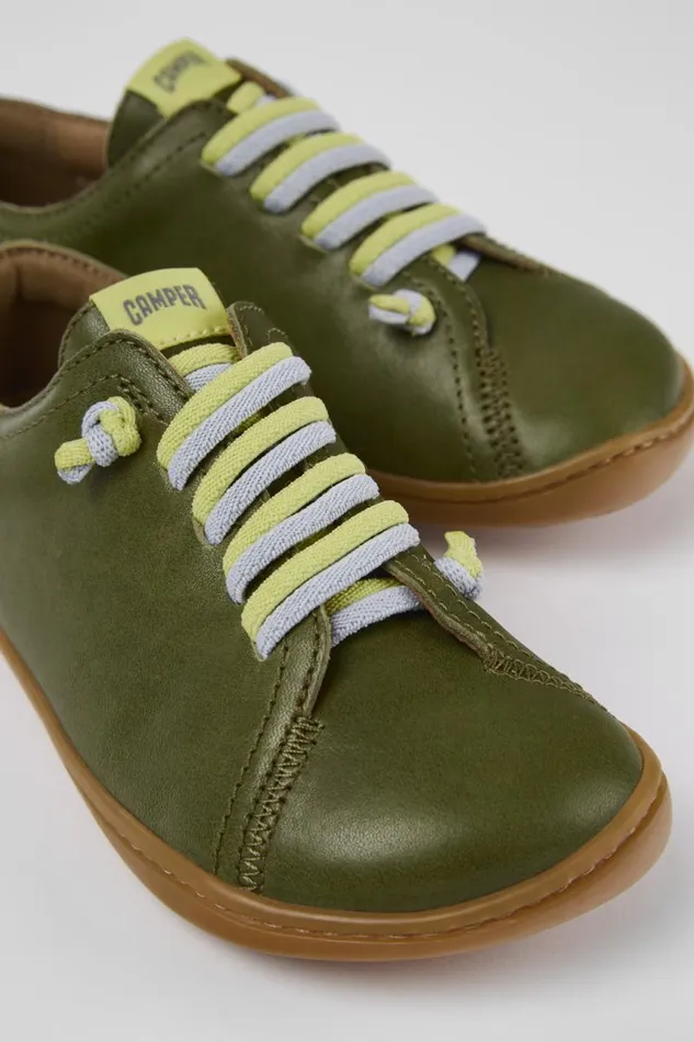 Casual Shoes Kids Camper Peu Green Leather Slipon