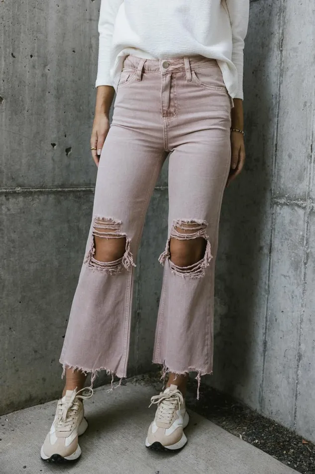 Charlie Distressed Jeans In Rose Rose Women Bohme Denim