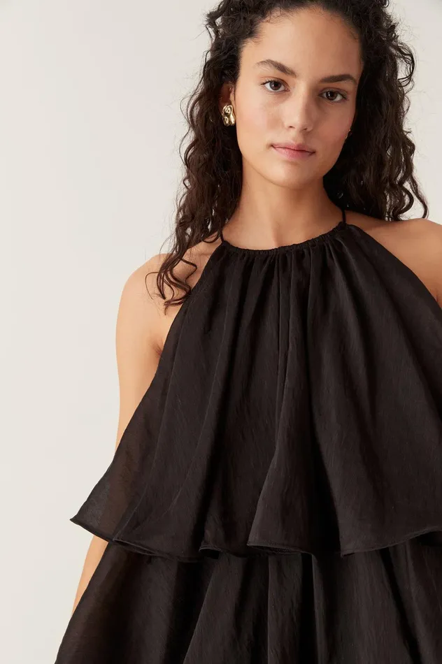 Claudia Tiered Mini Dress Black Women Aje Black Dresses