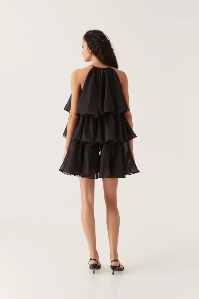 Claudia Tiered Mini Dress Black Women Aje Black Dresses