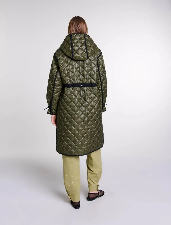 Coats Women Maje Contrast Quilted Puffer Jacket Khaki