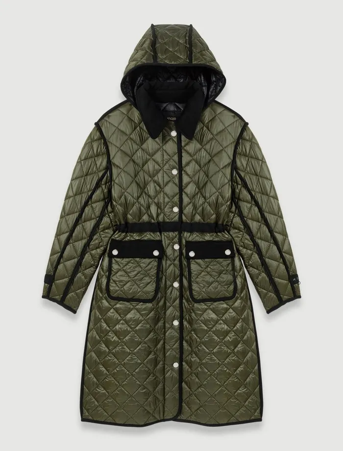 Coats Women Maje Contrast Quilted Puffer Jacket Khaki