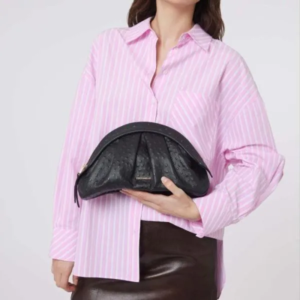 Coccinelle Cheek Ostrich Medium Noir Women Coccinelle Clutch