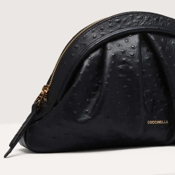 Coccinelle Cheek Ostrich Medium Noir Women Coccinelle Clutch
