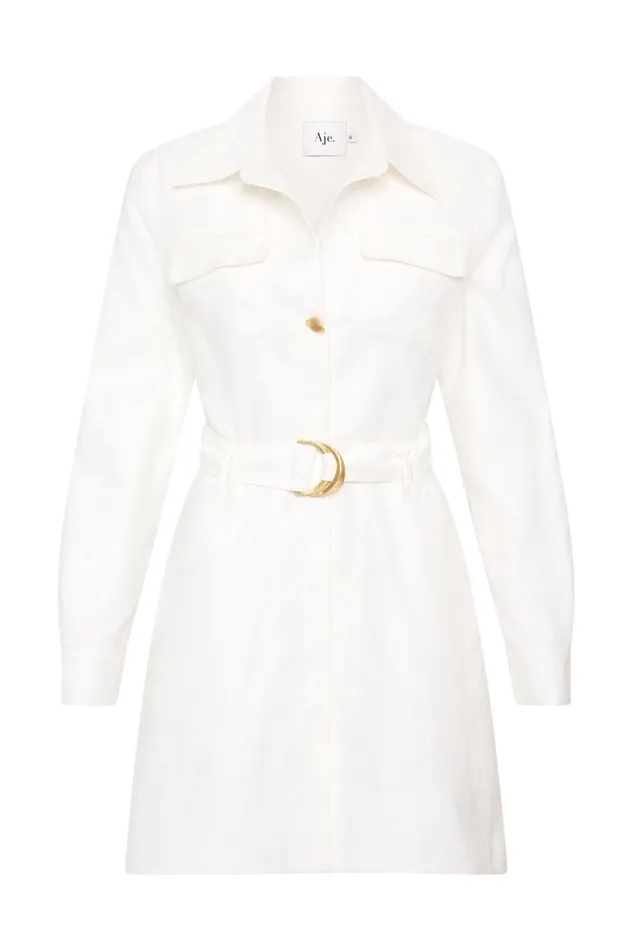 Cohort Mini Dress Ivory Women Aje White Dresses