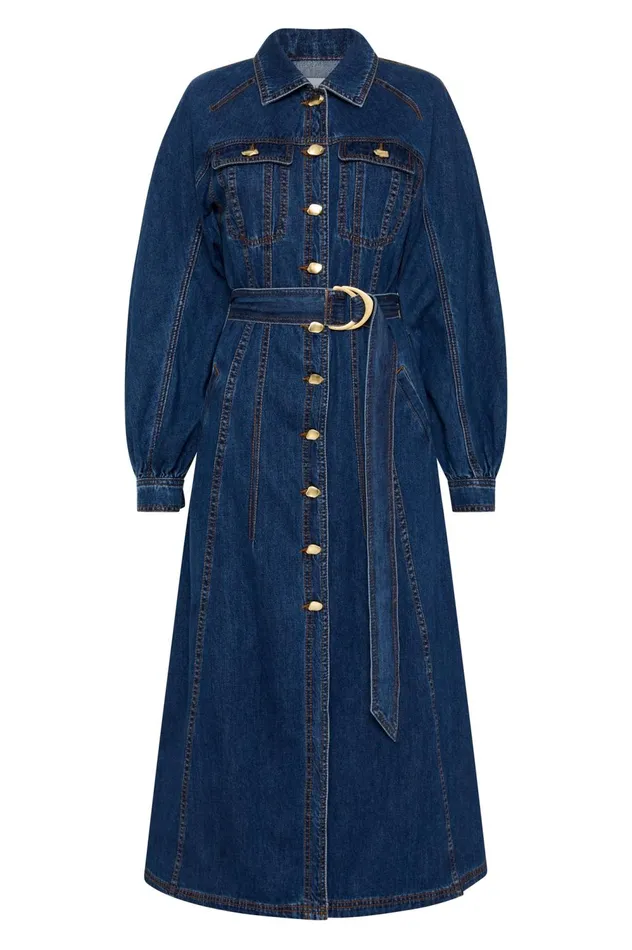 Colorado Denim Midi Dress Washed Indigo Women Aje Denim