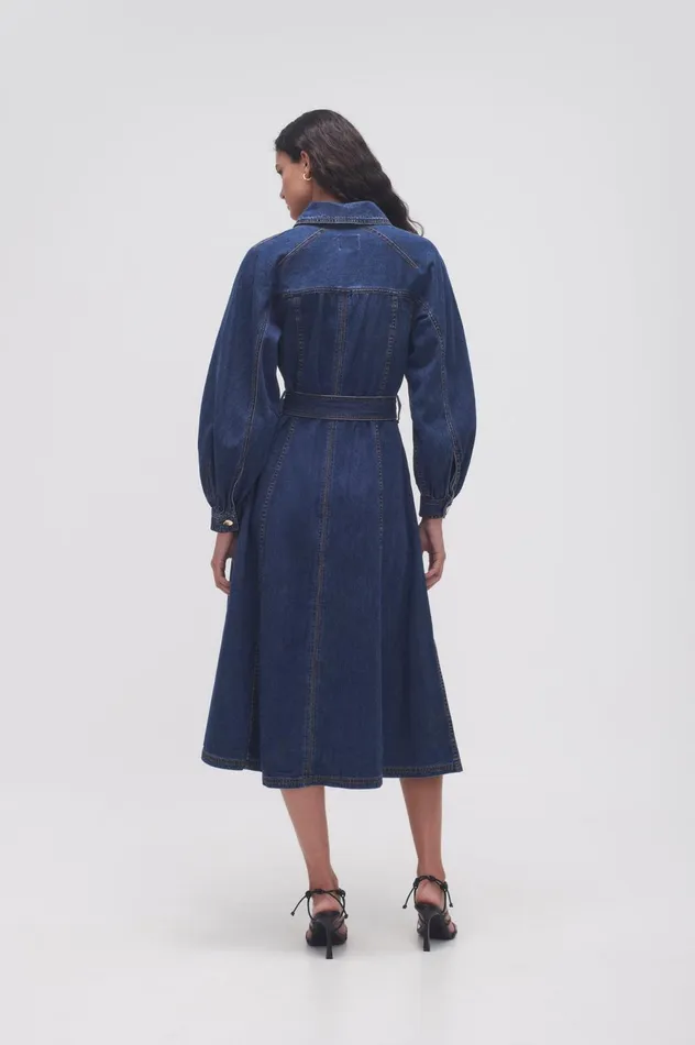 Colorado Denim Midi Dress Washed Indigo Women Aje Denim