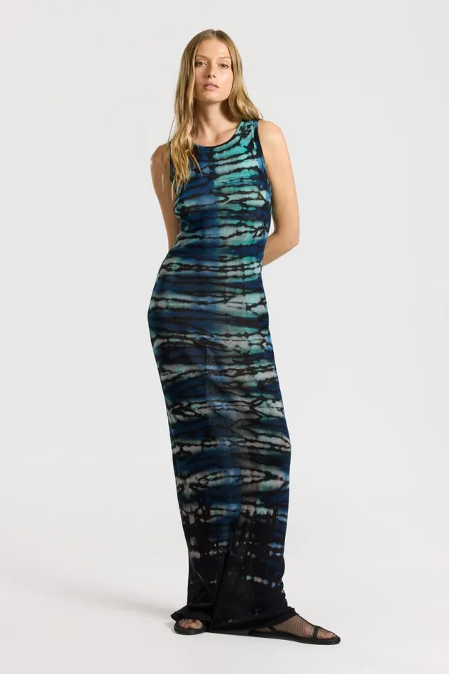 COTTON CITIZEN DRESSES Rio Maxi Dress Cobalt Blue Tie Dye 8211 Women