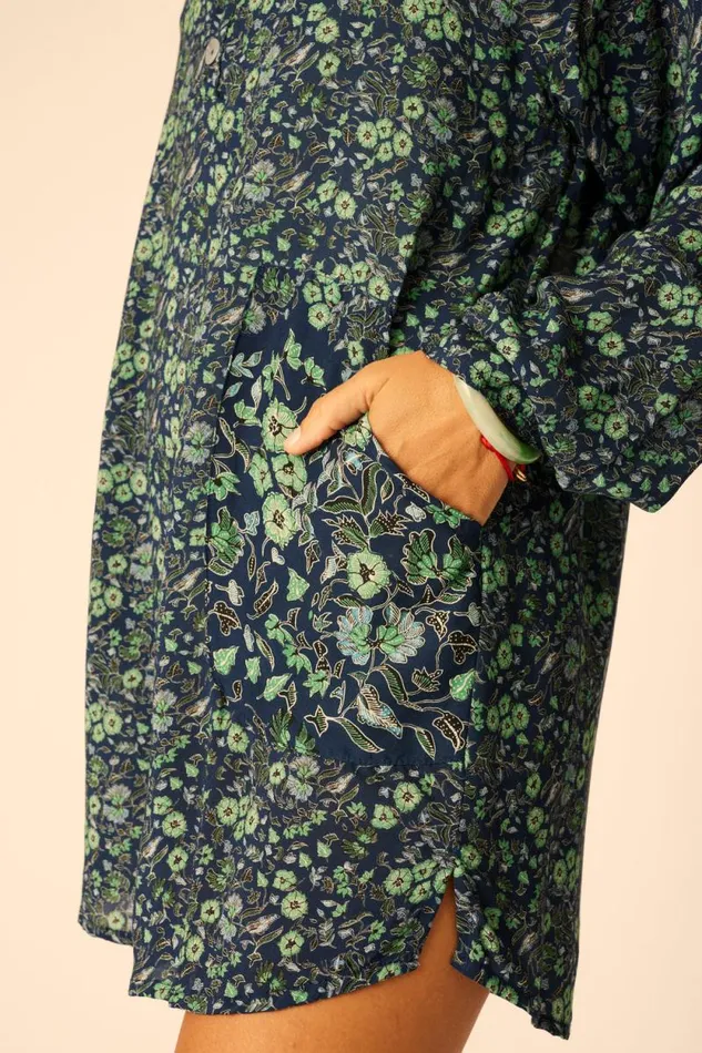 Coverups Shop Natalie Martin APRS SWIM SHIRT Petite Fleur Marine