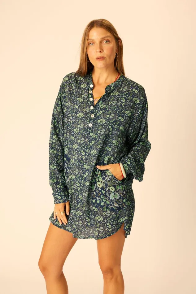 Coverups Shop Natalie Martin APRS SWIM SHIRT Petite Fleur Marine