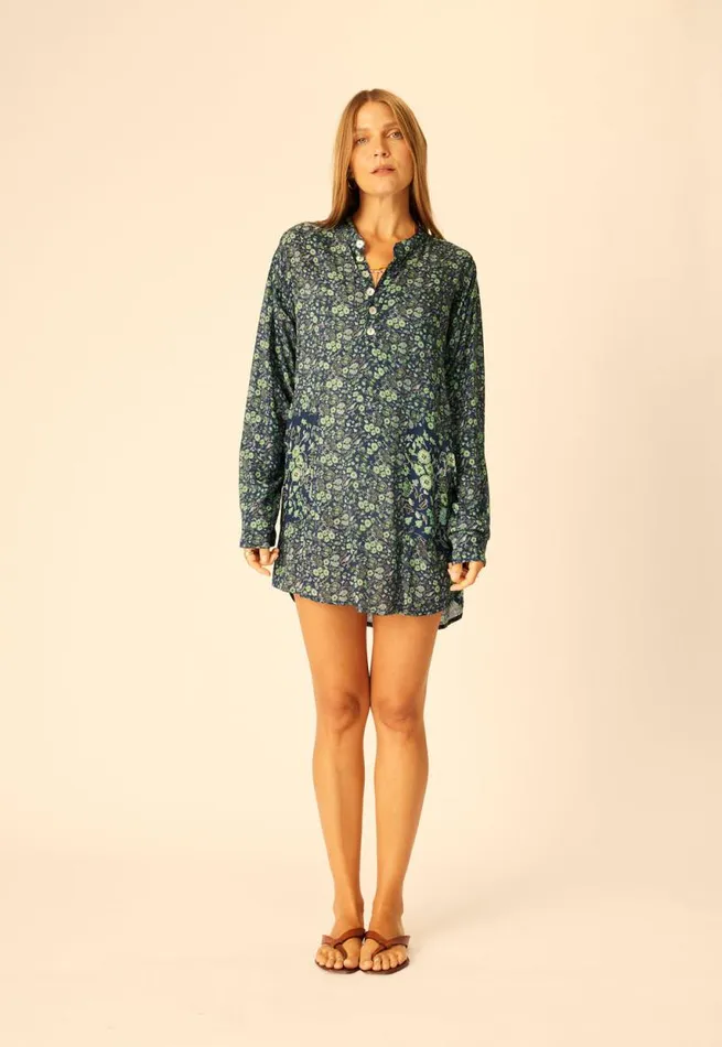 Coverups Shop Natalie Martin APRS SWIM SHIRT Petite Fleur Marine