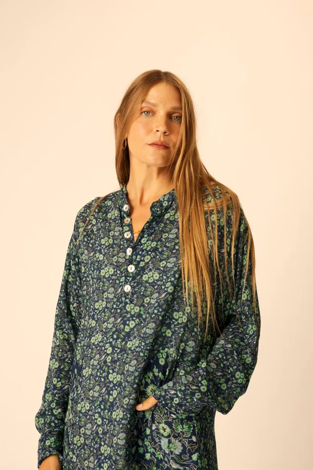Coverups Shop Natalie Martin APRS SWIM SHIRT Petite Fleur Marine