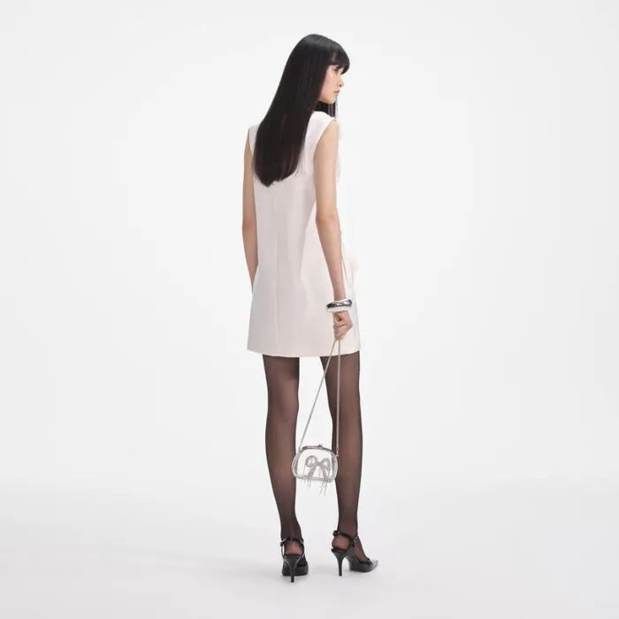 Cream 3D Flower Satin Mini Dress Women Self Portrait Dresses Cream 3D Flower Satin Mini Dress Women Self Portrait Dresses