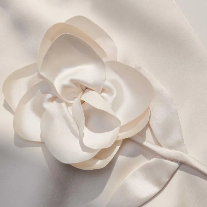 Cream 3D Flower Satin Mini Dress Women Self Portrait Dresses Cream 3D Flower Satin Mini Dress Women Self Portrait Dresses