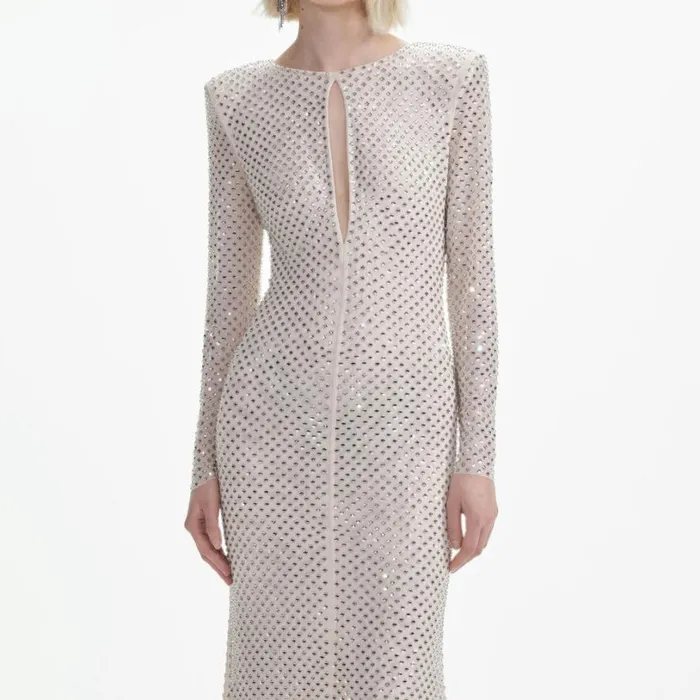Cream Rhinestone Keyhole Maxi Dress Women Self Portrait Dresses Cream Rhinestone Keyhole Maxi Dress Women Self Portrait Dresses