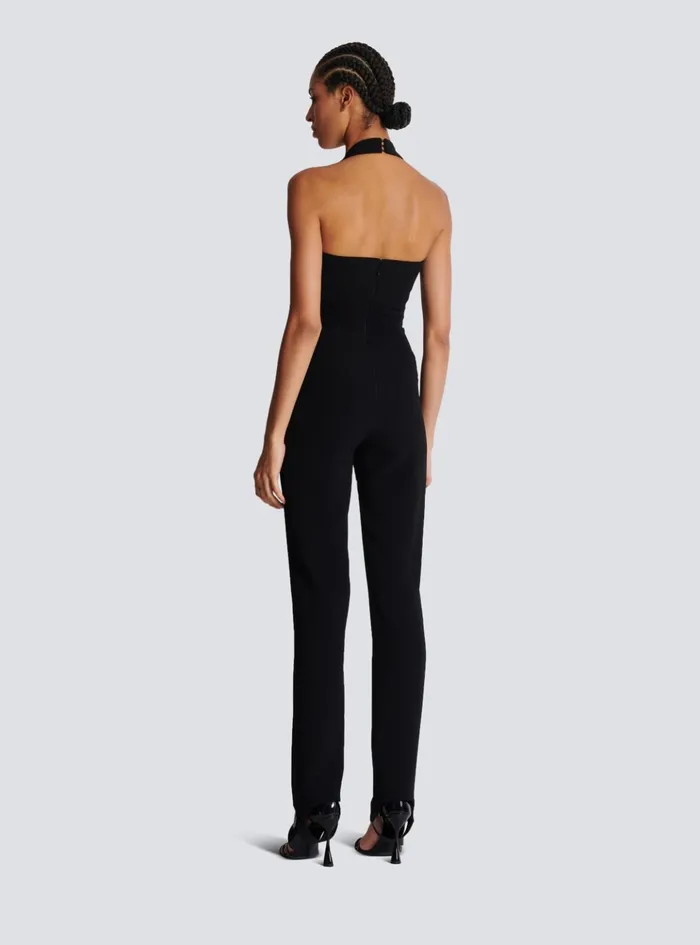 Crepe Tailored Jumpsuit Black Women Balmain Trousers And Shorts