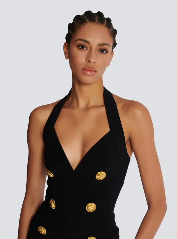 Crepe Tailored Jumpsuit Black Women Balmain Trousers And Shorts