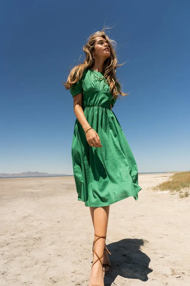 Cyrus Midi Dress In Green Green Women Bohme Dresses