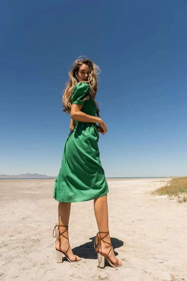 Cyrus Midi Dress In Green Green Women Bohme Dresses