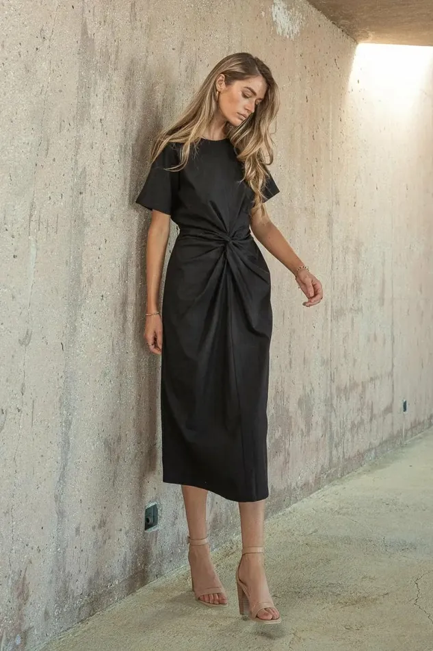 Dakota Midi Dress In Black Black Women Bohme Dresses