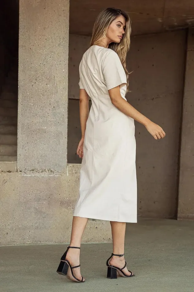 Dakota Midi Dress In Natural Natural Women Bohme Dresses