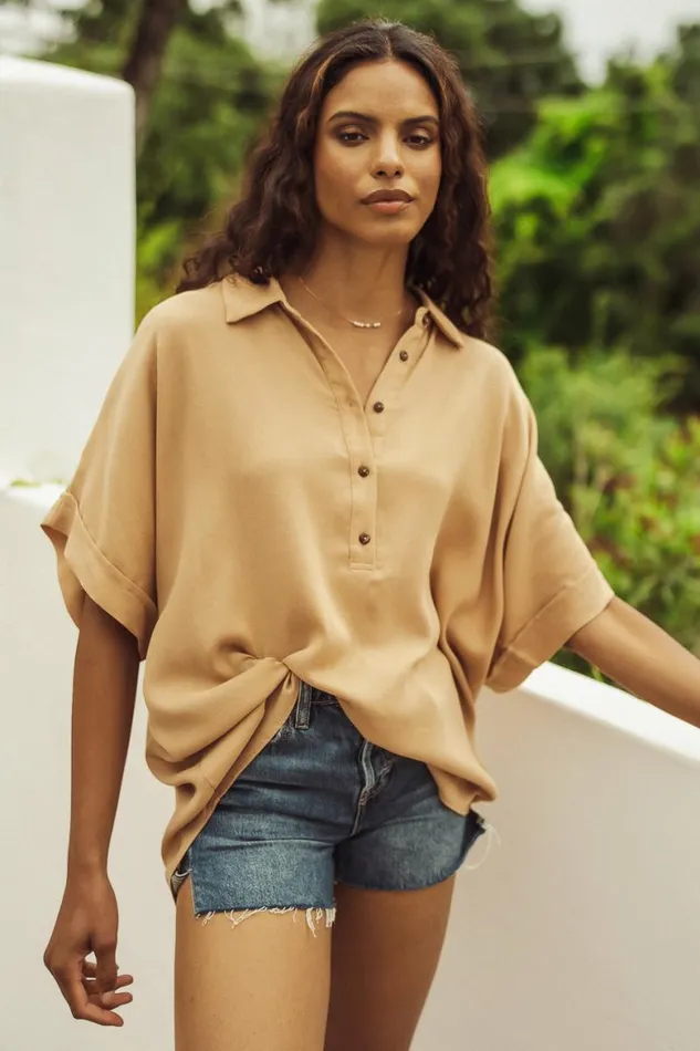 Danica Oversized Top In Taupe 8211 FINAL SALE Taupe Women Bohme Tops