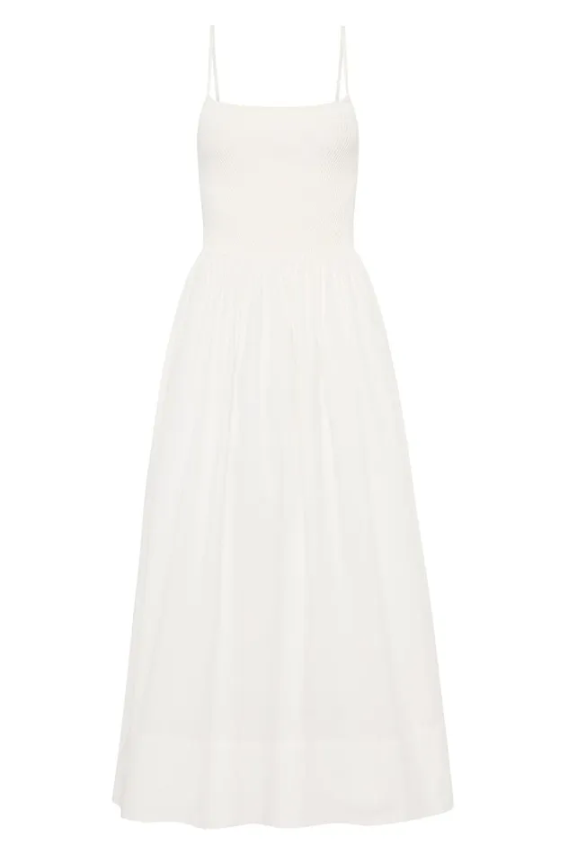 Danica Tie Back Midi Dress Ivory Women Aje White Dresses