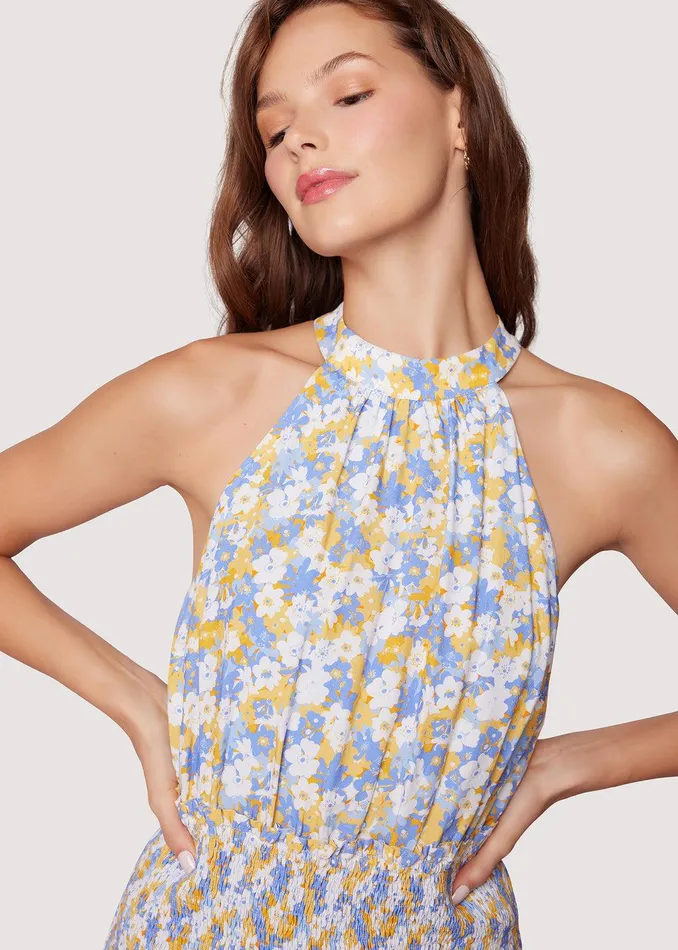 Dazzling Bloom Halter Maxi Dress Lightbluefloral Women Lost Wander Dresses