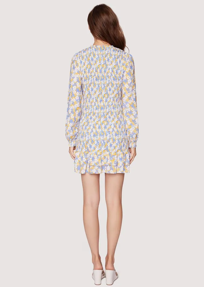 Dazzling Bloom Smocked Mini Dress Lightbluefloral Women Lost Wander Dresses